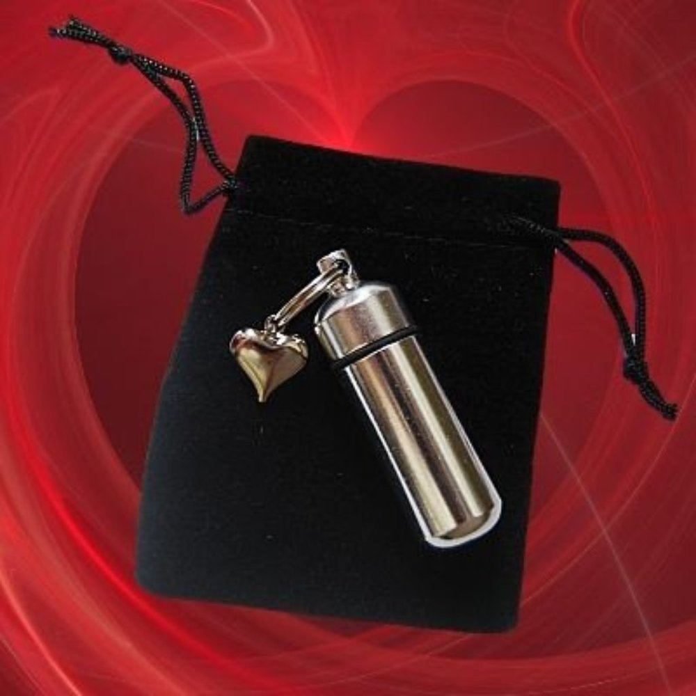 Lovely Silver Puffed Heart Cremation Urn Jewelry